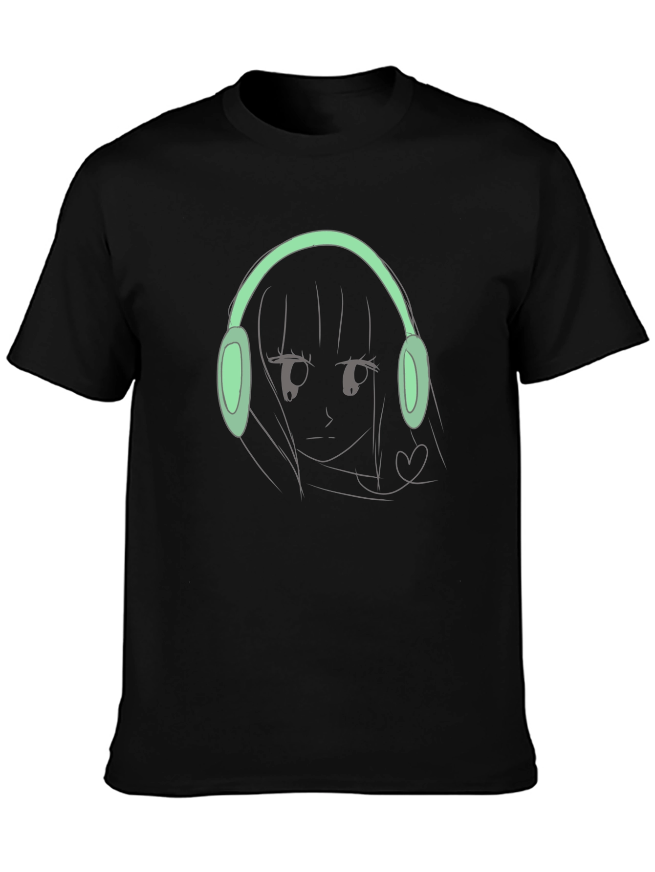 Anime Girl with Headphones Graphic Tee