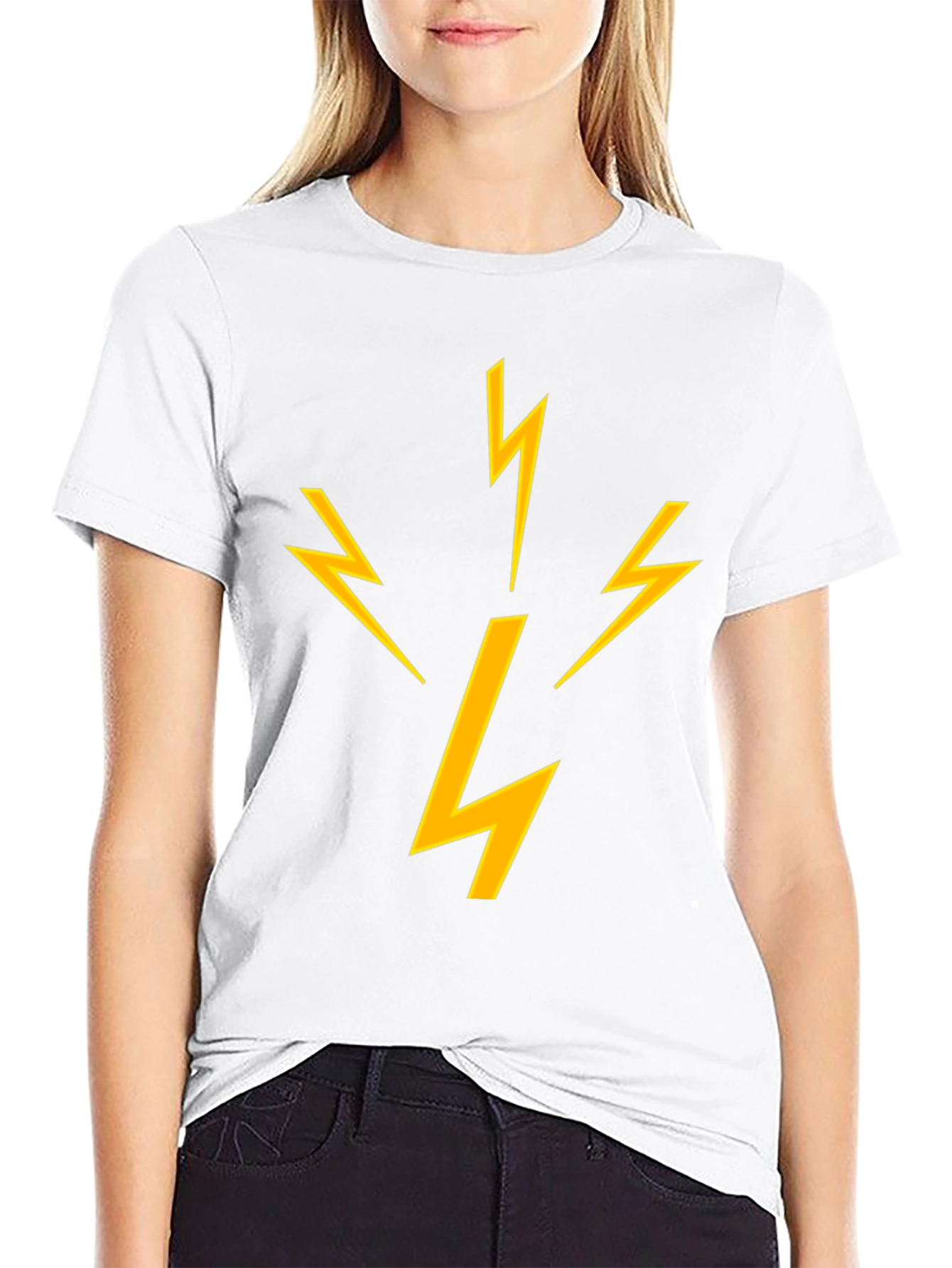 Lightning Bolt Graphic Tee - Black Cotton T-Shirt