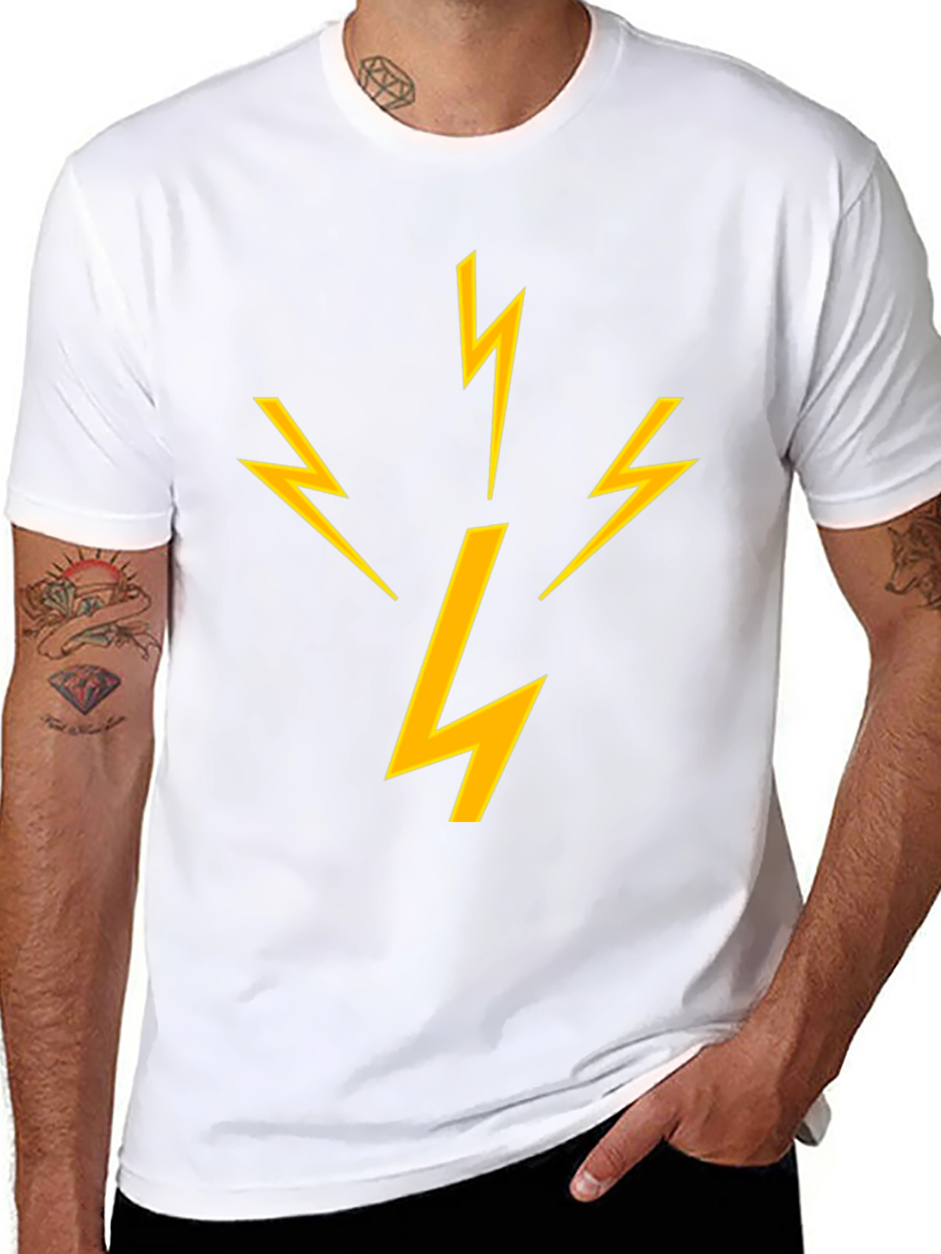 Lightning Bolt Graphic Tee - Black Cotton T-Shirt