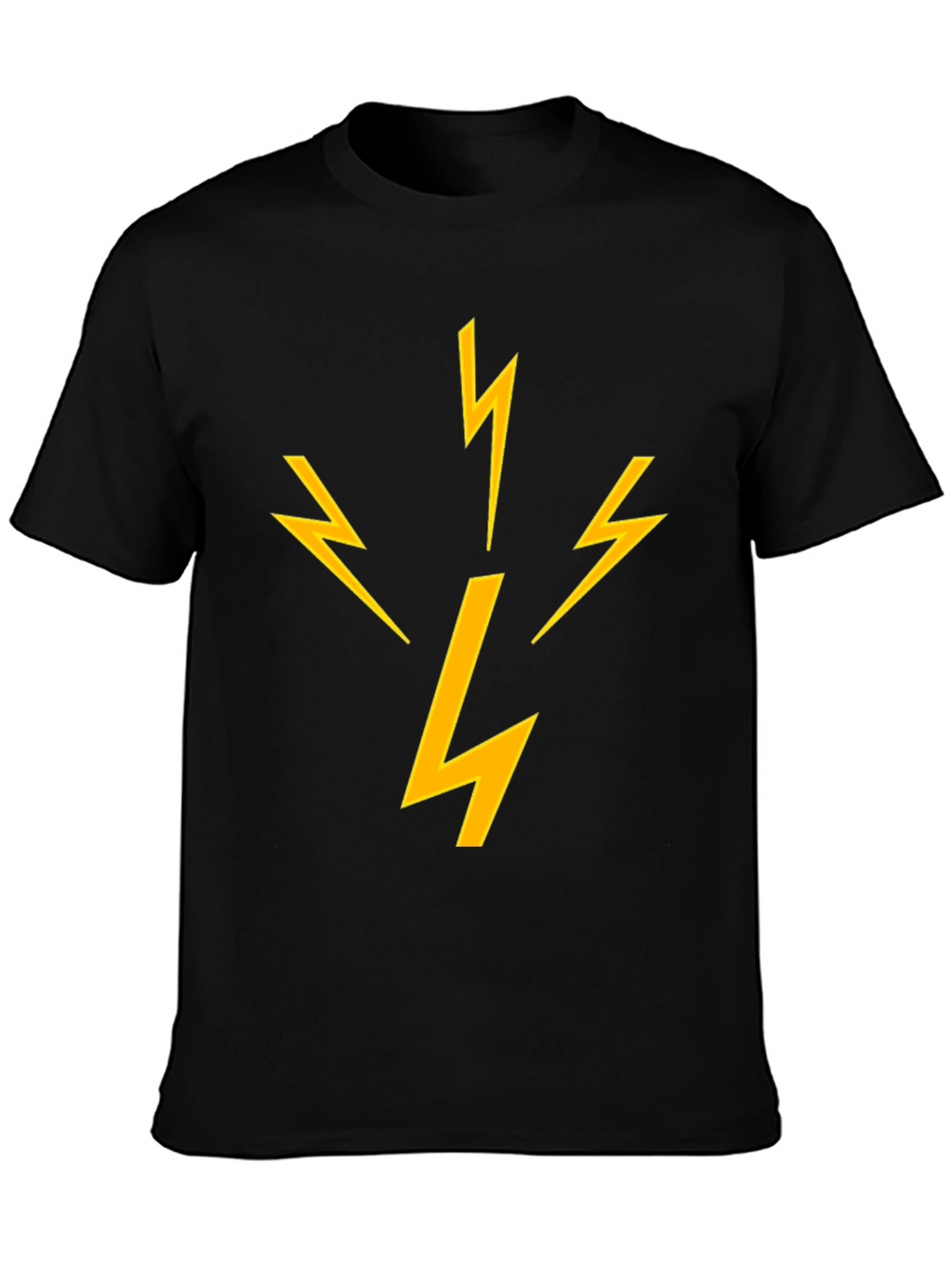 Lightning Bolt Graphic Tee - Black Cotton T-Shirt