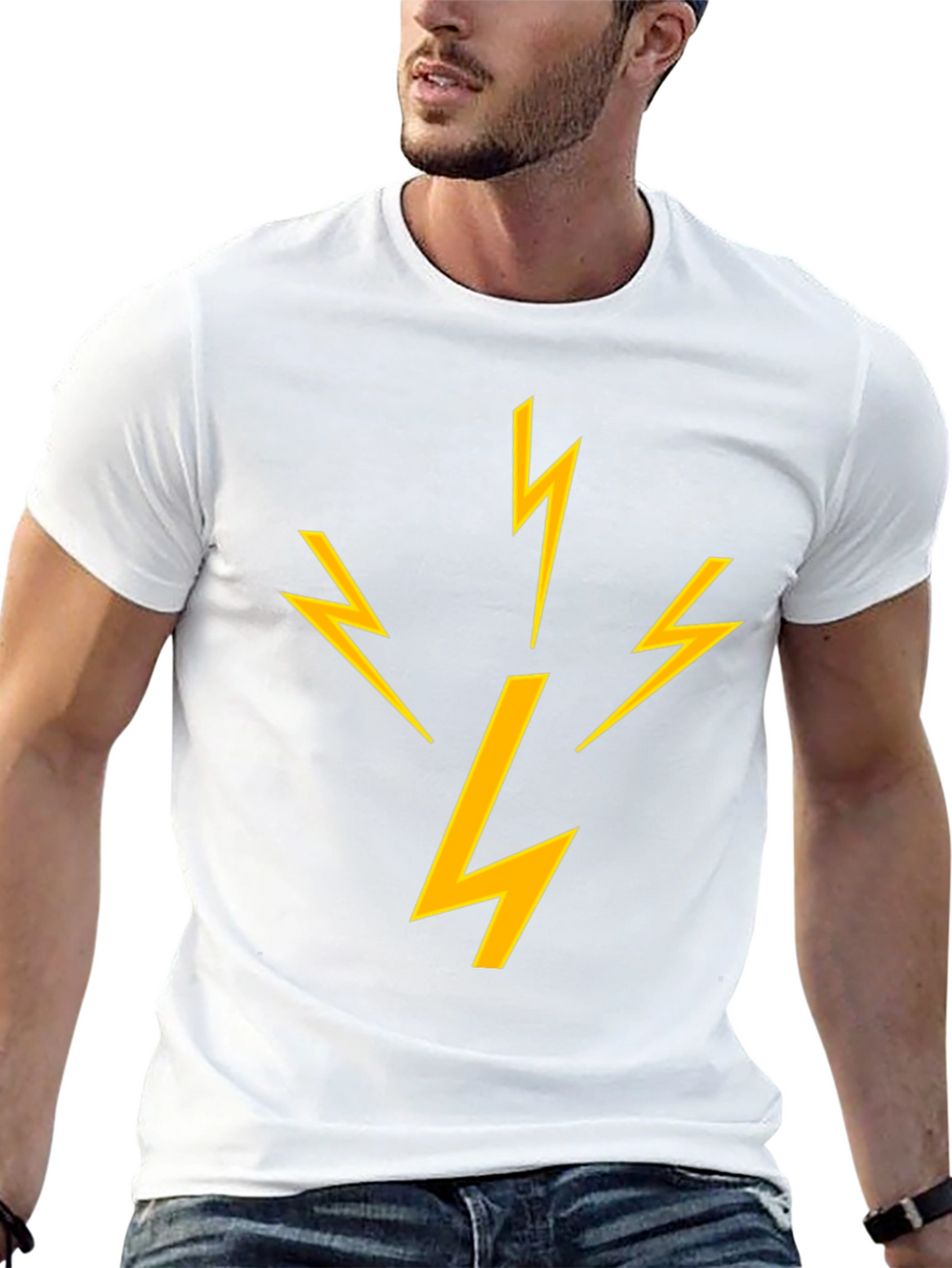 Lightning Bolt Graphic Tee - Black Cotton T-Shirt