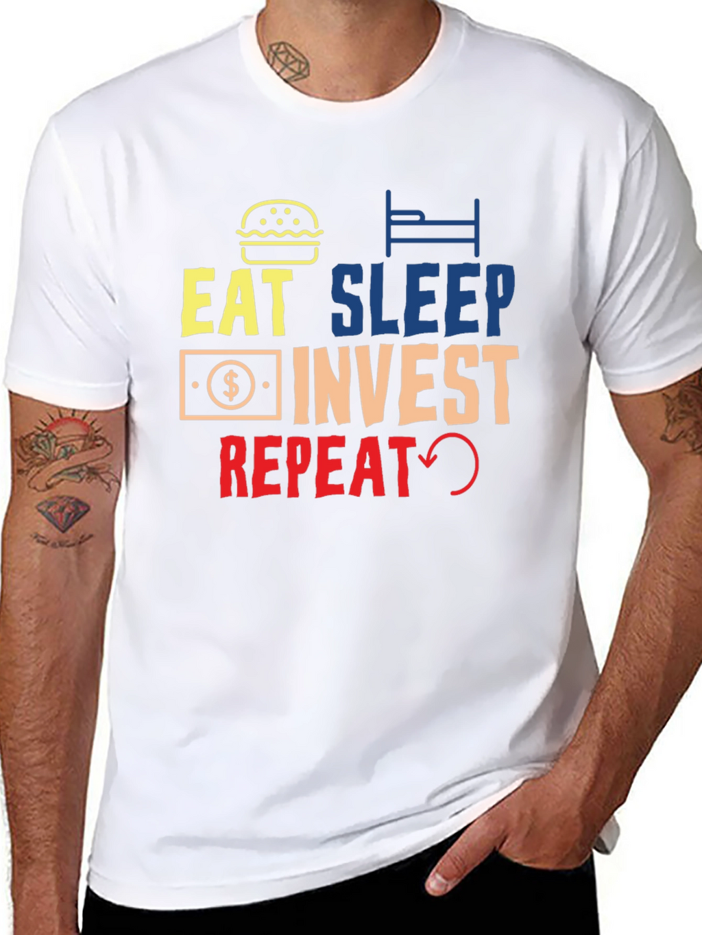 Eat Sleep Invest Repeat Graphic Tee