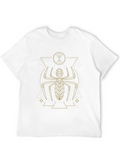 Geometric Spider Graphic Tee - Black Cotton Blend