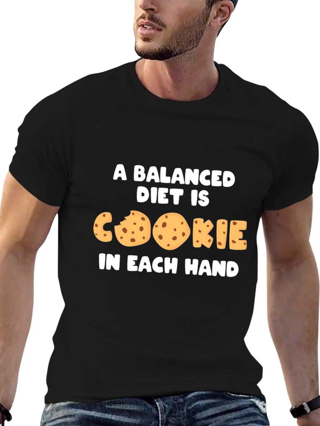 Balanced Diet Cookie Humor Graphic T-Shirt