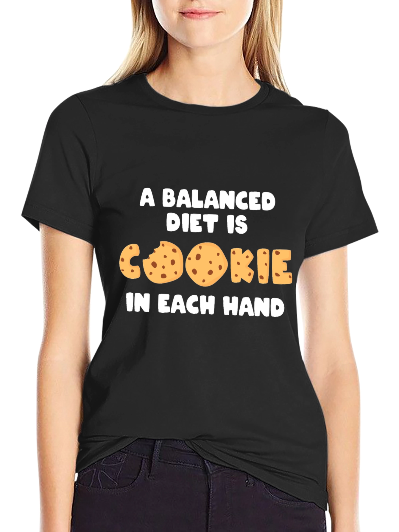Balanced Diet Cookie Humor Graphic T-Shirt