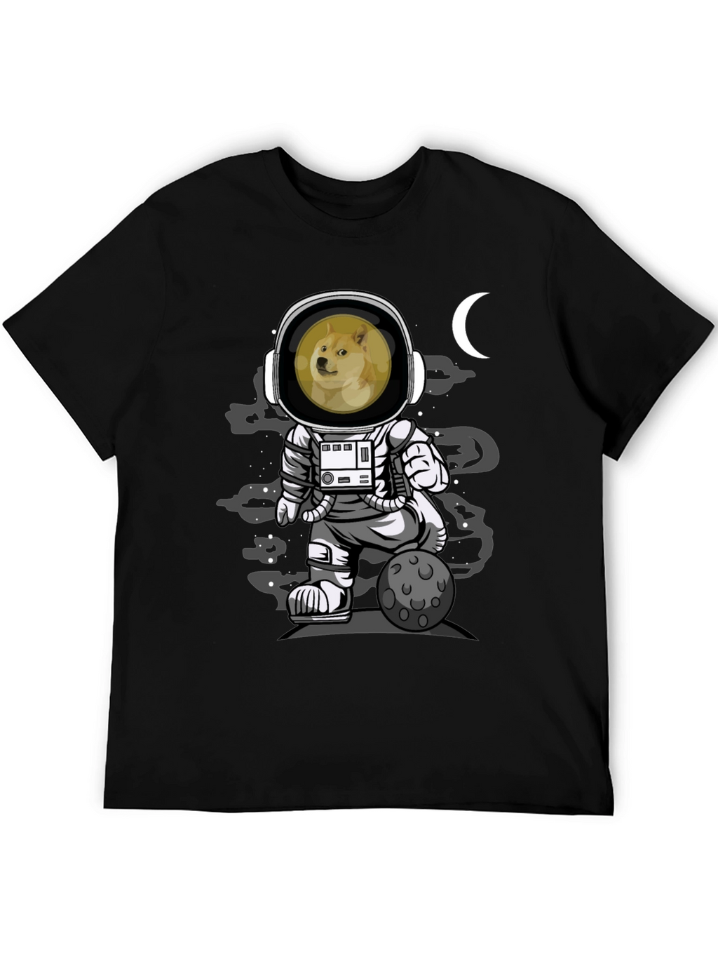 Doge Astronaut Black T-Shirt - Meme Apparel