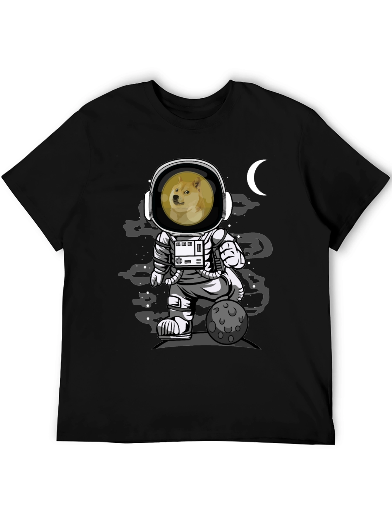 Doge Astronaut Black T-Shirt - Meme Apparel