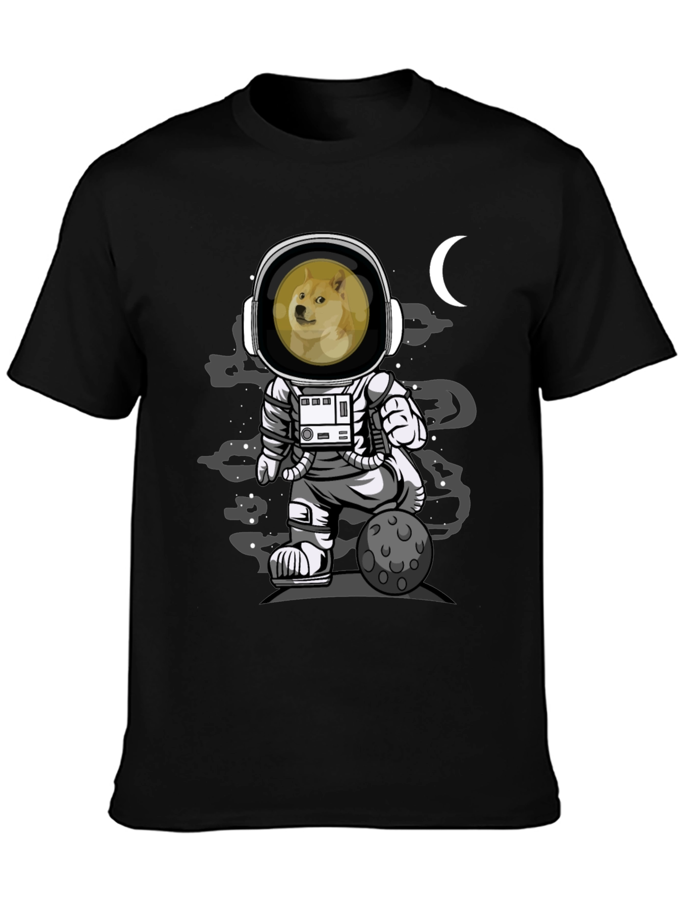 Doge Astronaut Black T-Shirt - Meme Apparel