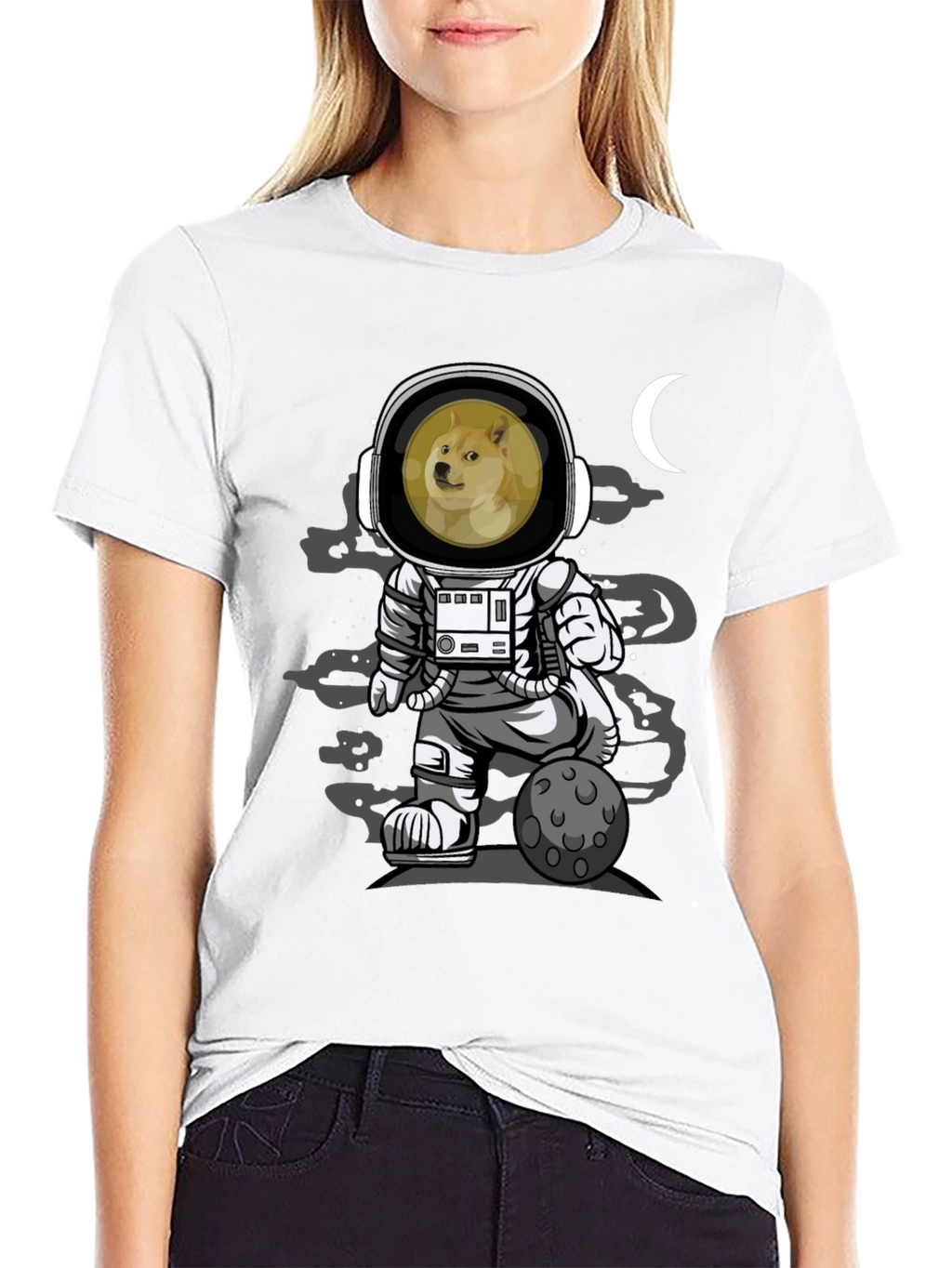 Doge Astronaut Black T-Shirt - Meme Apparel
