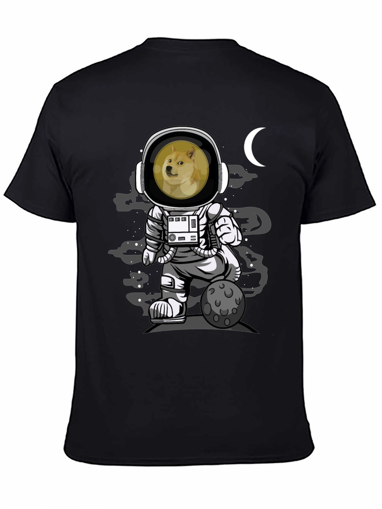 Doge Astronaut Black T-Shirt - Meme Apparel