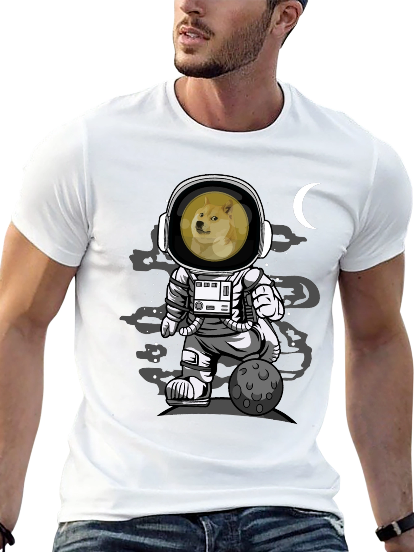 Doge Astronaut Black T-Shirt - Meme Apparel