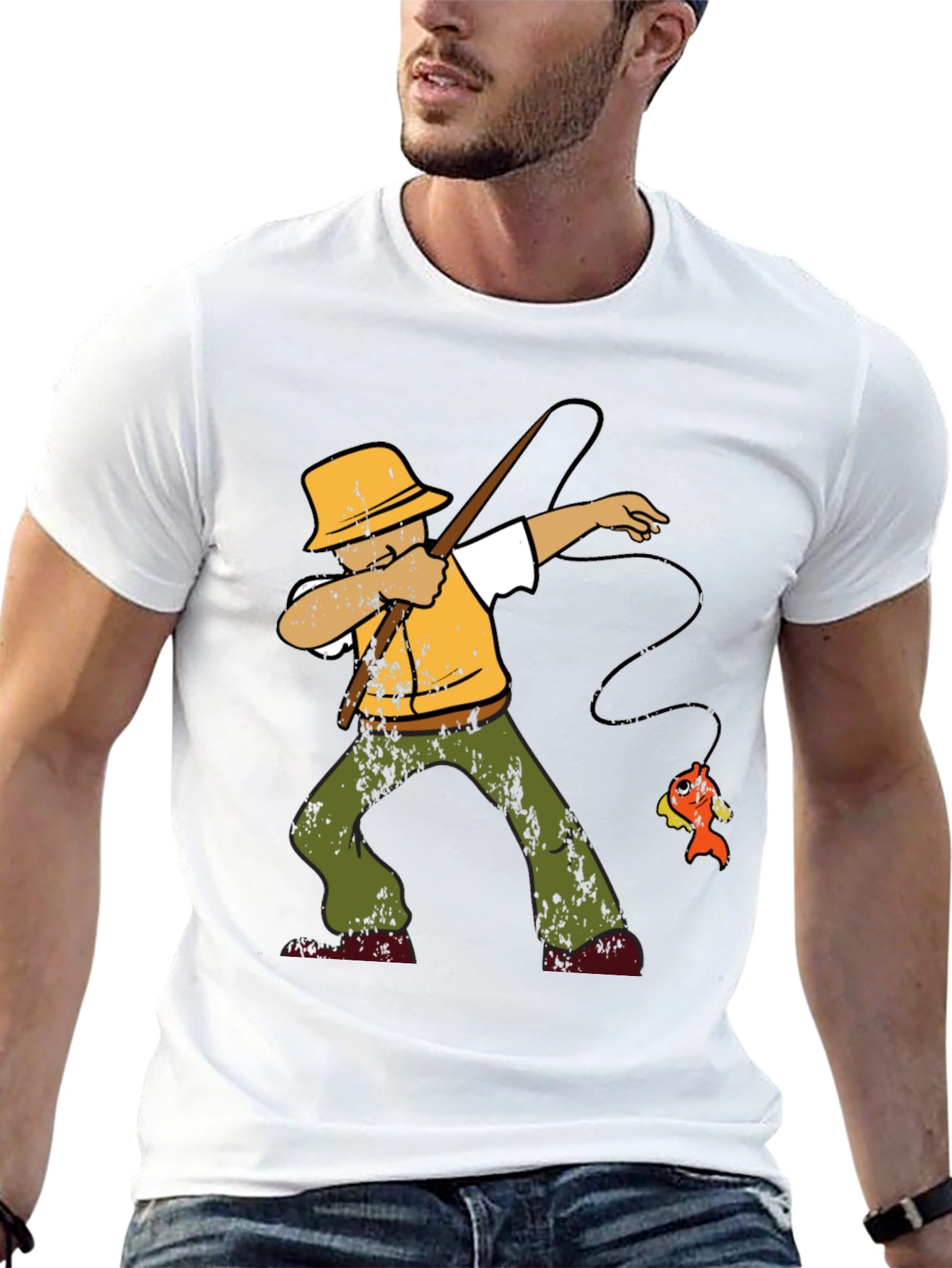 Dabbing Fisherman Graphic T-Shirt