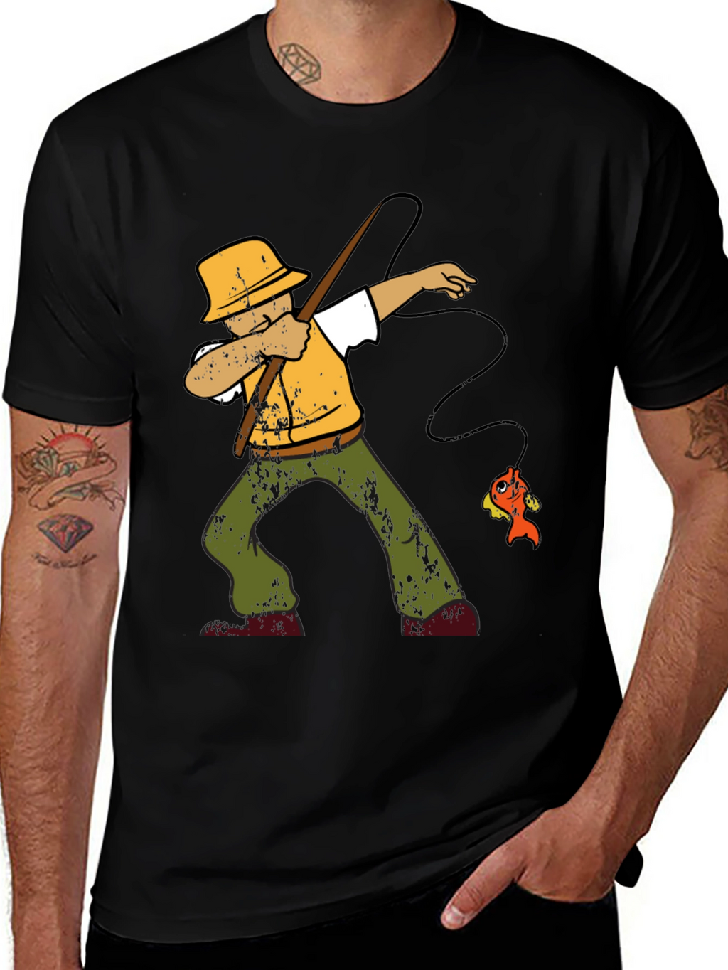 Dabbing Fisherman Graphic T-Shirt