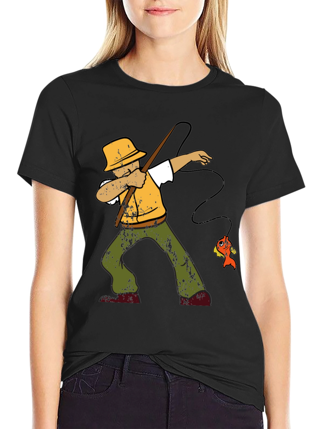 Dabbing Fisherman Graphic T-Shirt