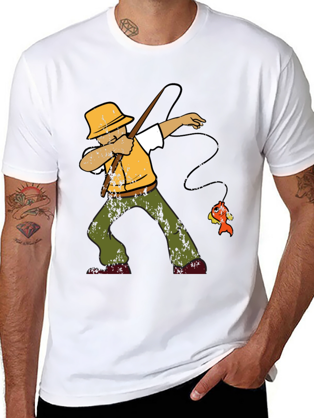 Dabbing Fisherman Graphic T-Shirt