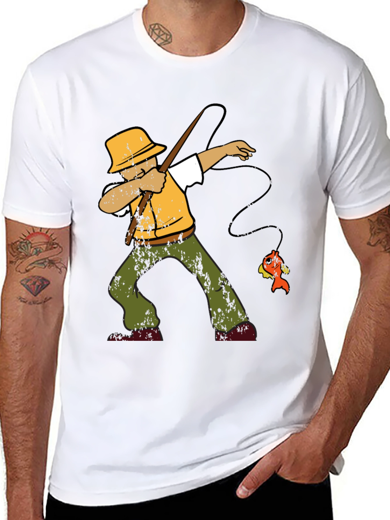 Dabbing Fisherman Graphic T-Shirt