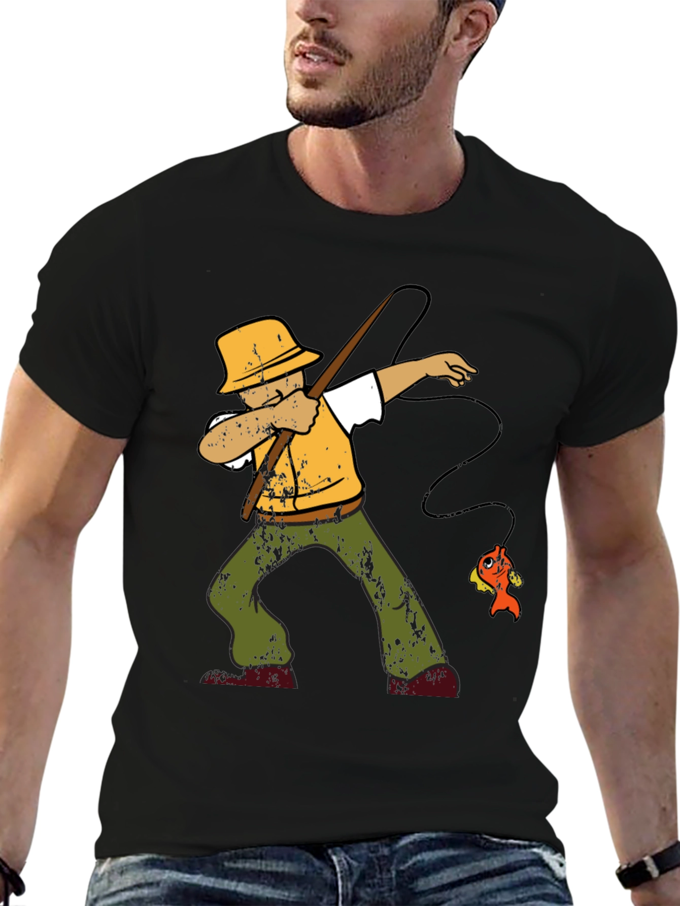 Dabbing Fisherman Graphic T-Shirt