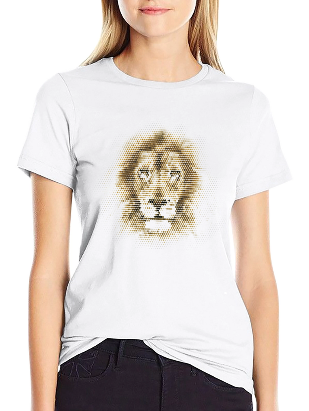 Lion Dot Art Graphic T-Shirt - Black