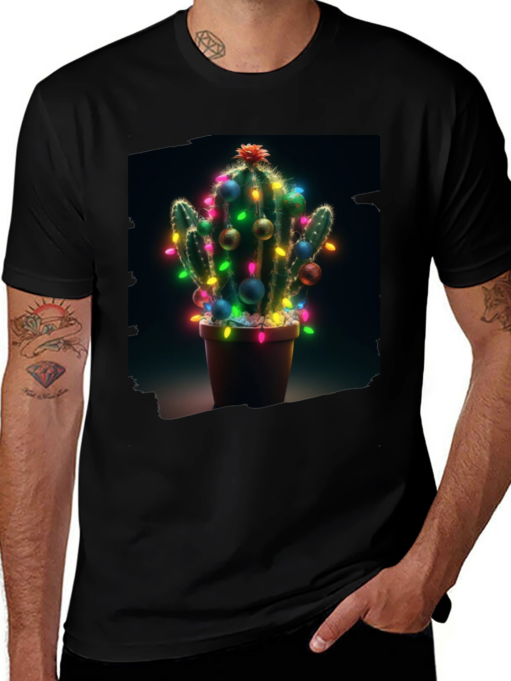 Festive Cactus T-Shirt - Holiday Cheer