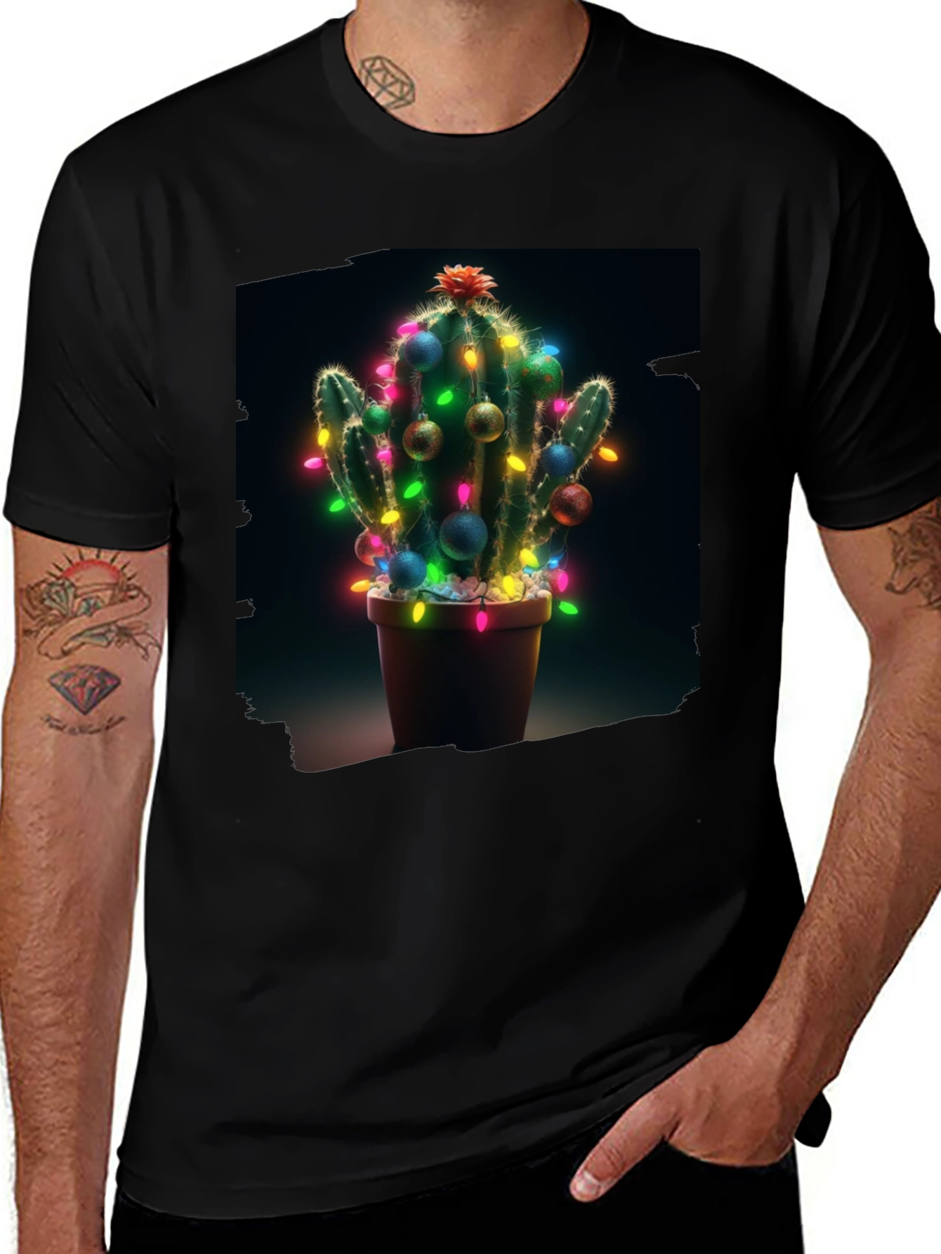 Festive Cactus T-Shirt - Holiday Cheer