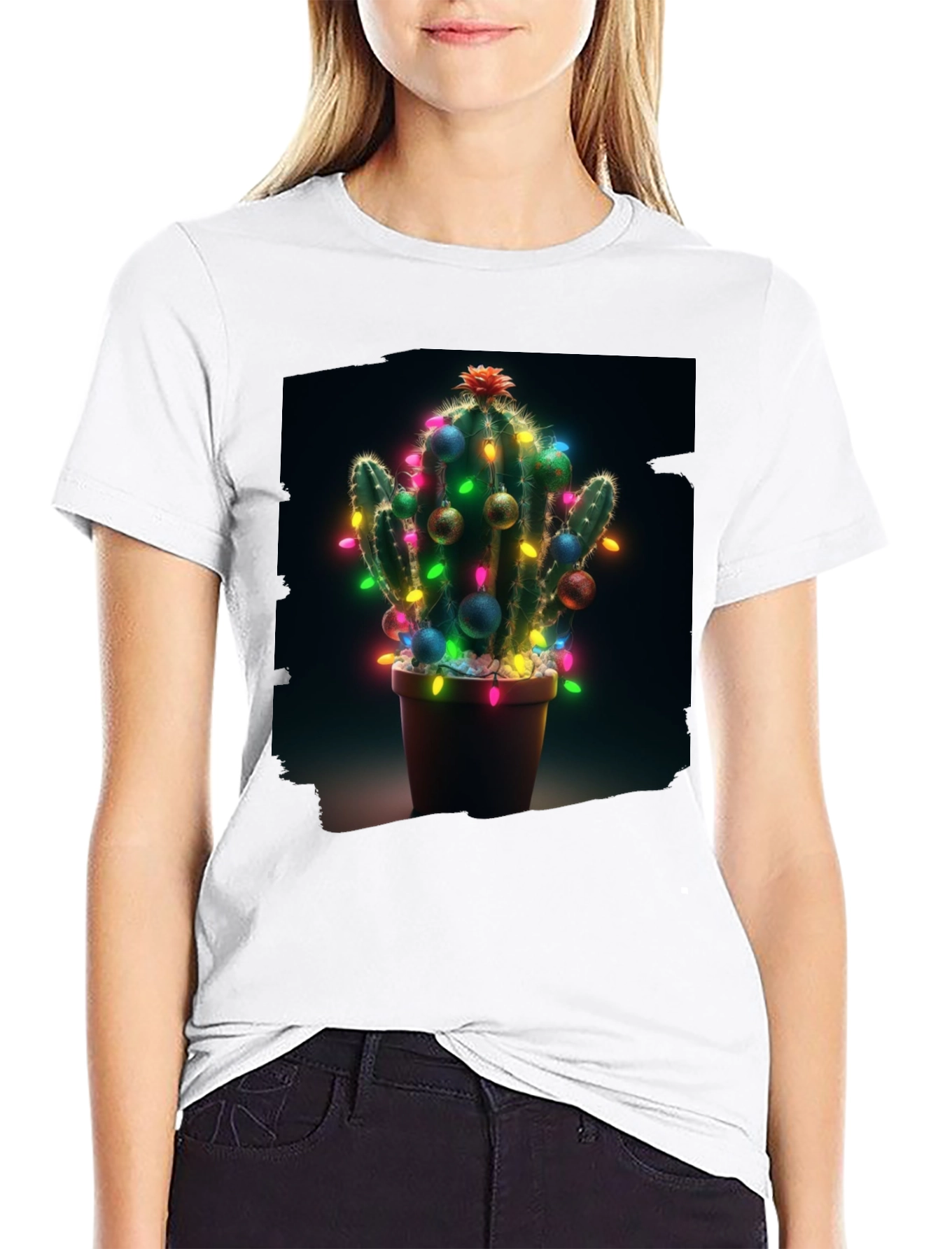 Festive Cactus T-Shirt - Holiday Cheer