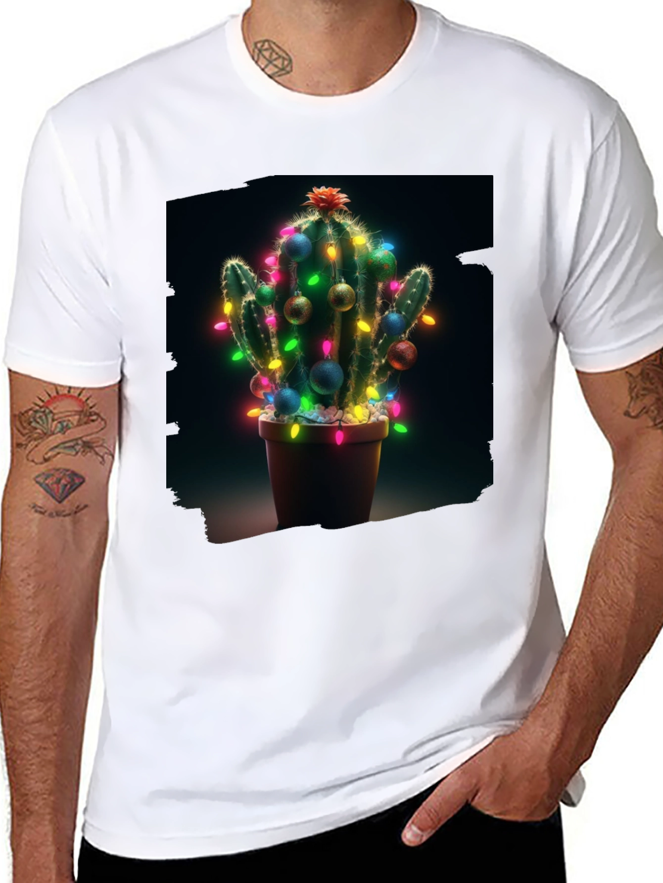 Festive Cactus T-Shirt - Holiday Cheer