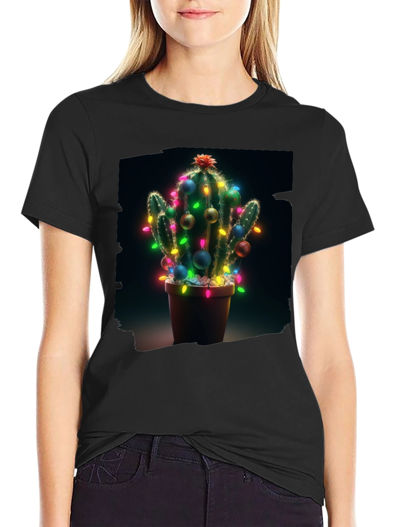 Festive Cactus T-Shirt - Holiday Cheer