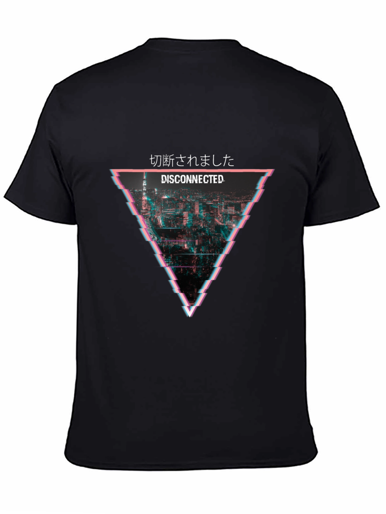 Disconnected Glitch Graphic T-Shirt - Black