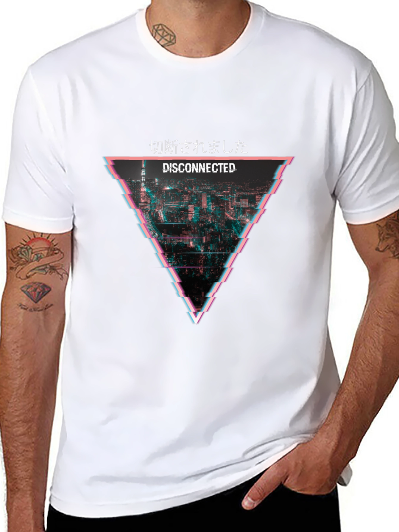 Disconnected Glitch Graphic T-Shirt - Black