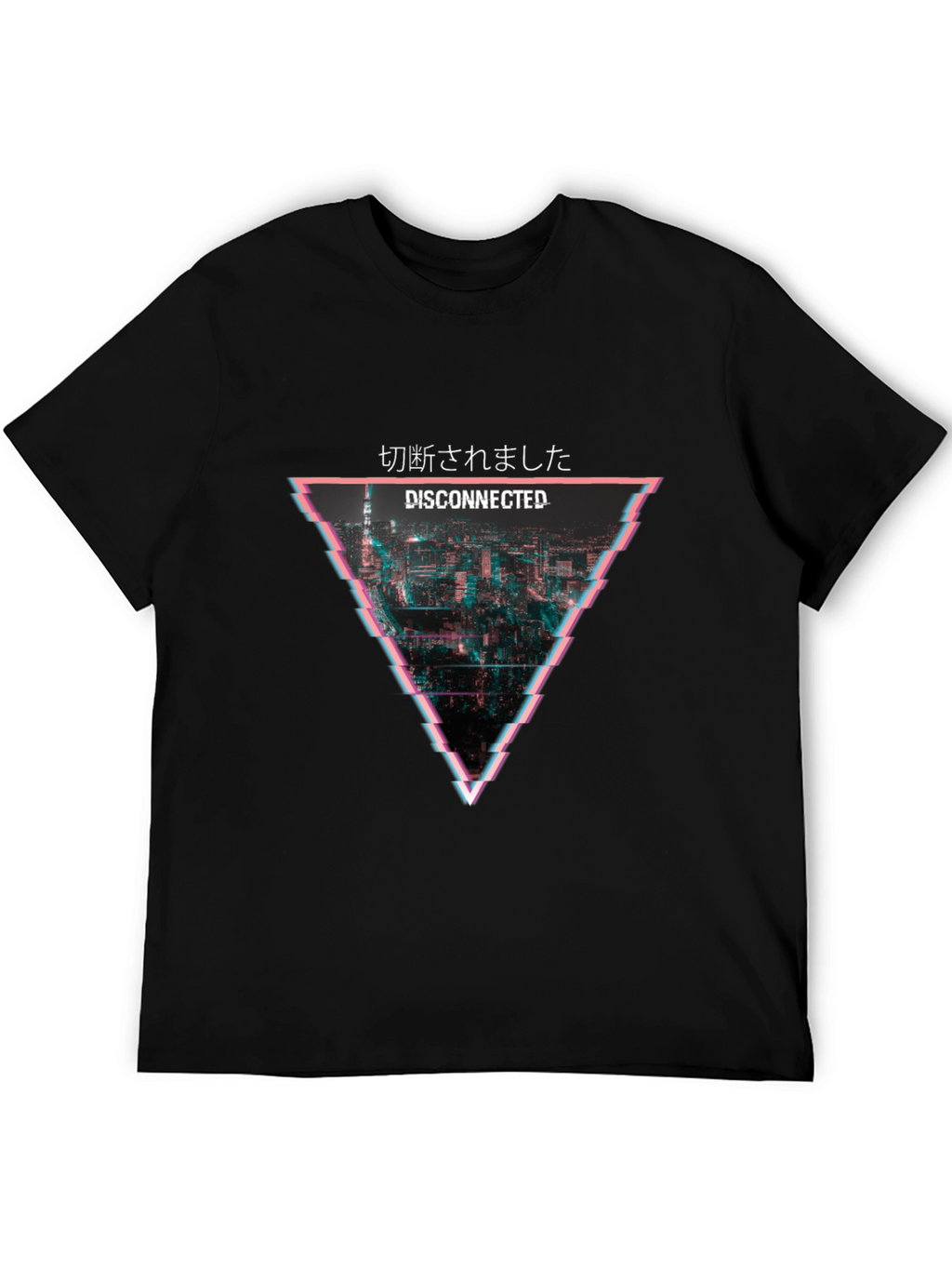 Disconnected Glitch Graphic T-Shirt - Black