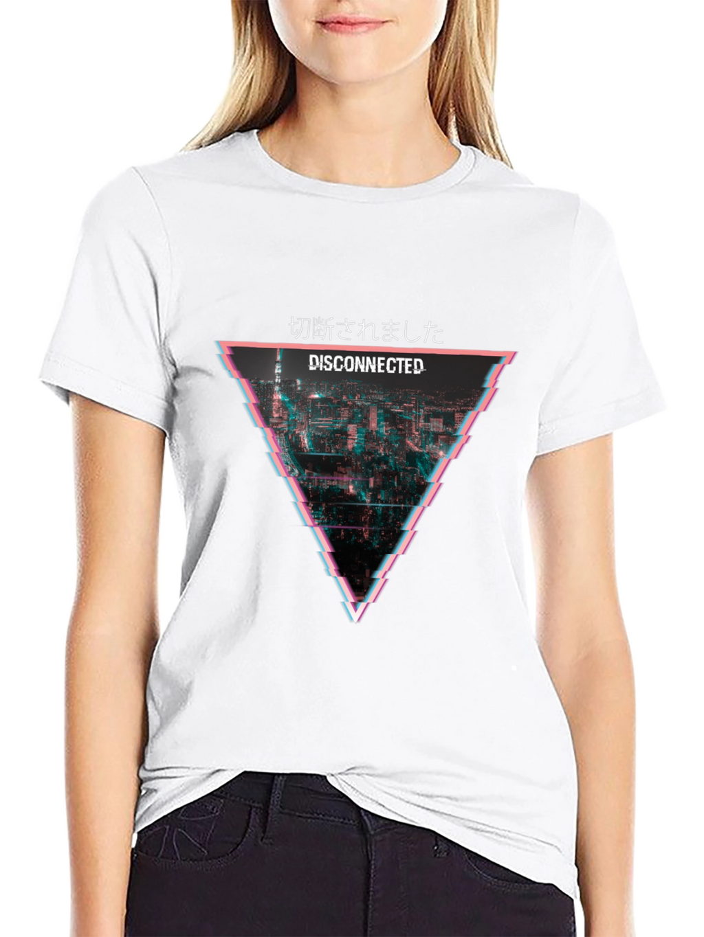 Disconnected Glitch Graphic T-Shirt - Black