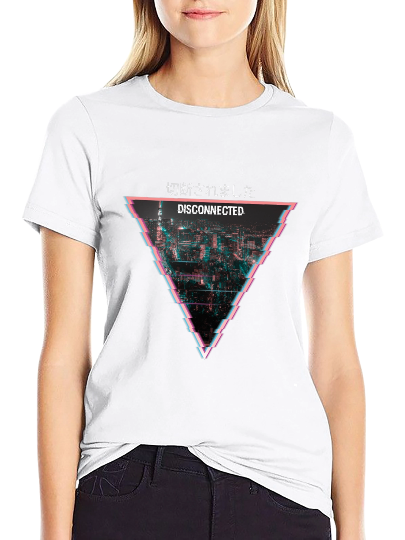 Disconnected Glitch Graphic T-Shirt - Black