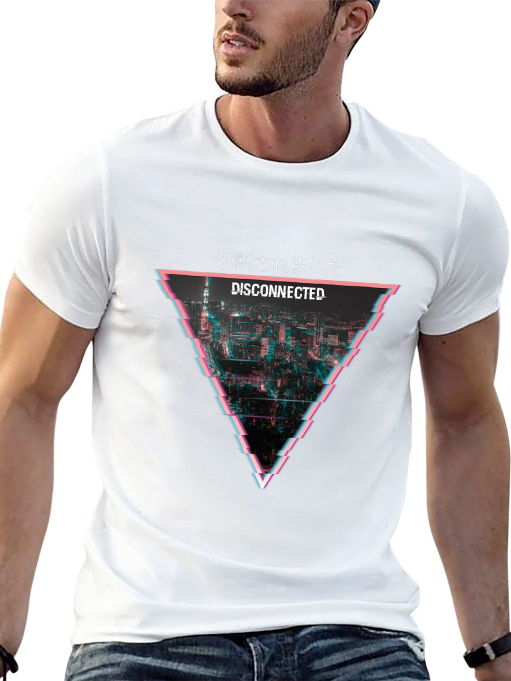 Disconnected Glitch Graphic T-Shirt - Black