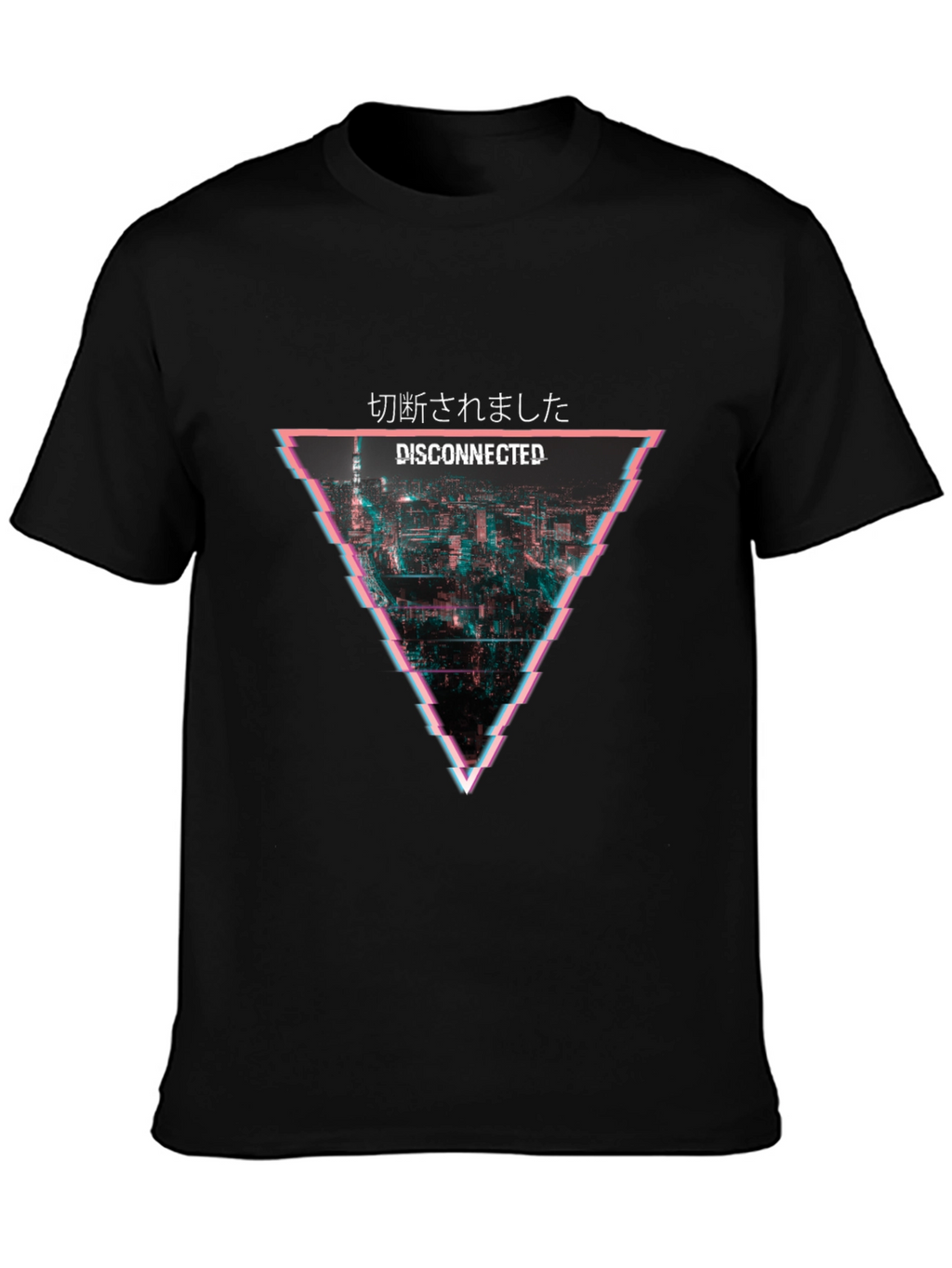 Disconnected Glitch Graphic T-Shirt - Black