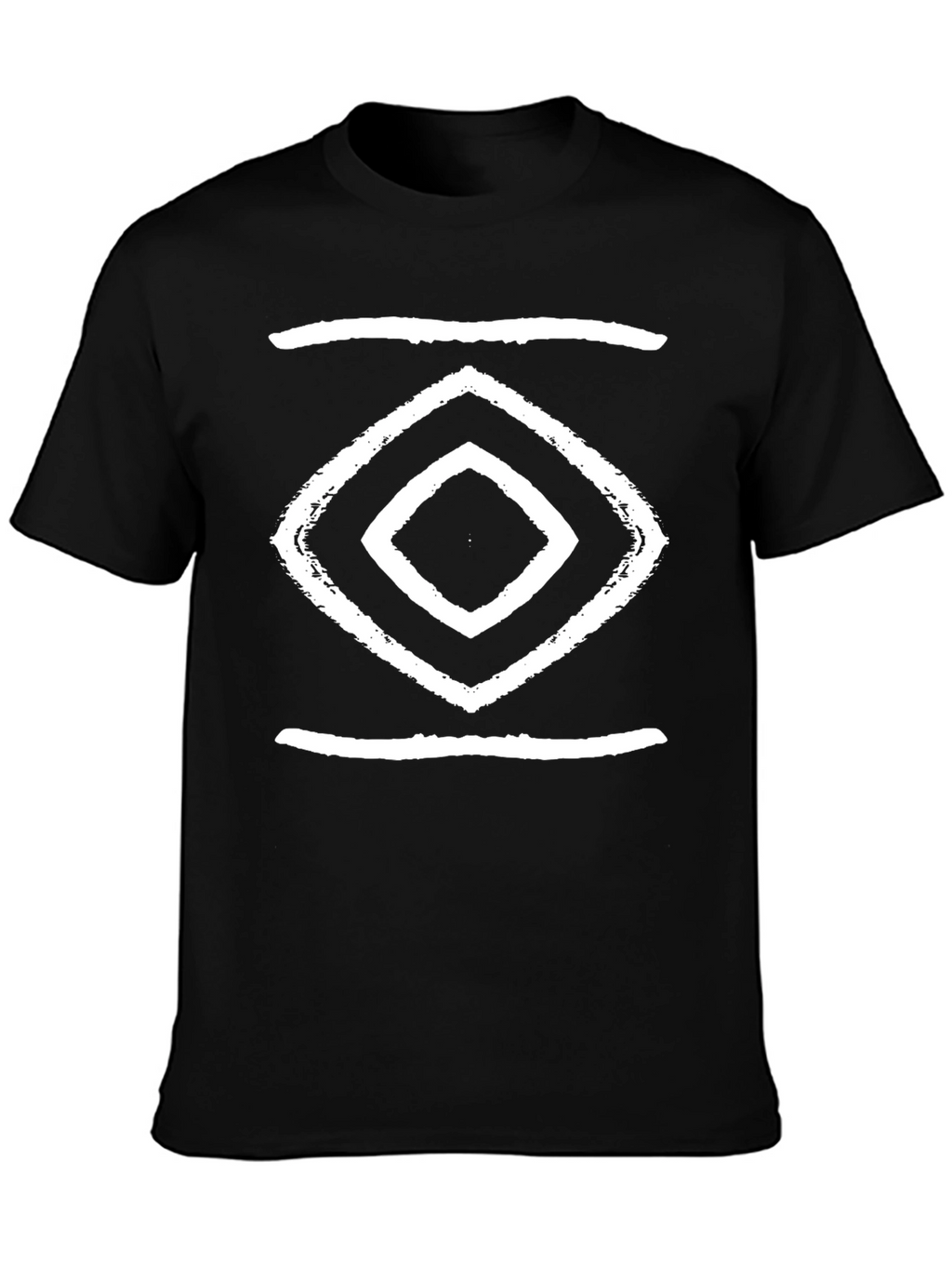 Geometric Diamond Design Black T-Shirt