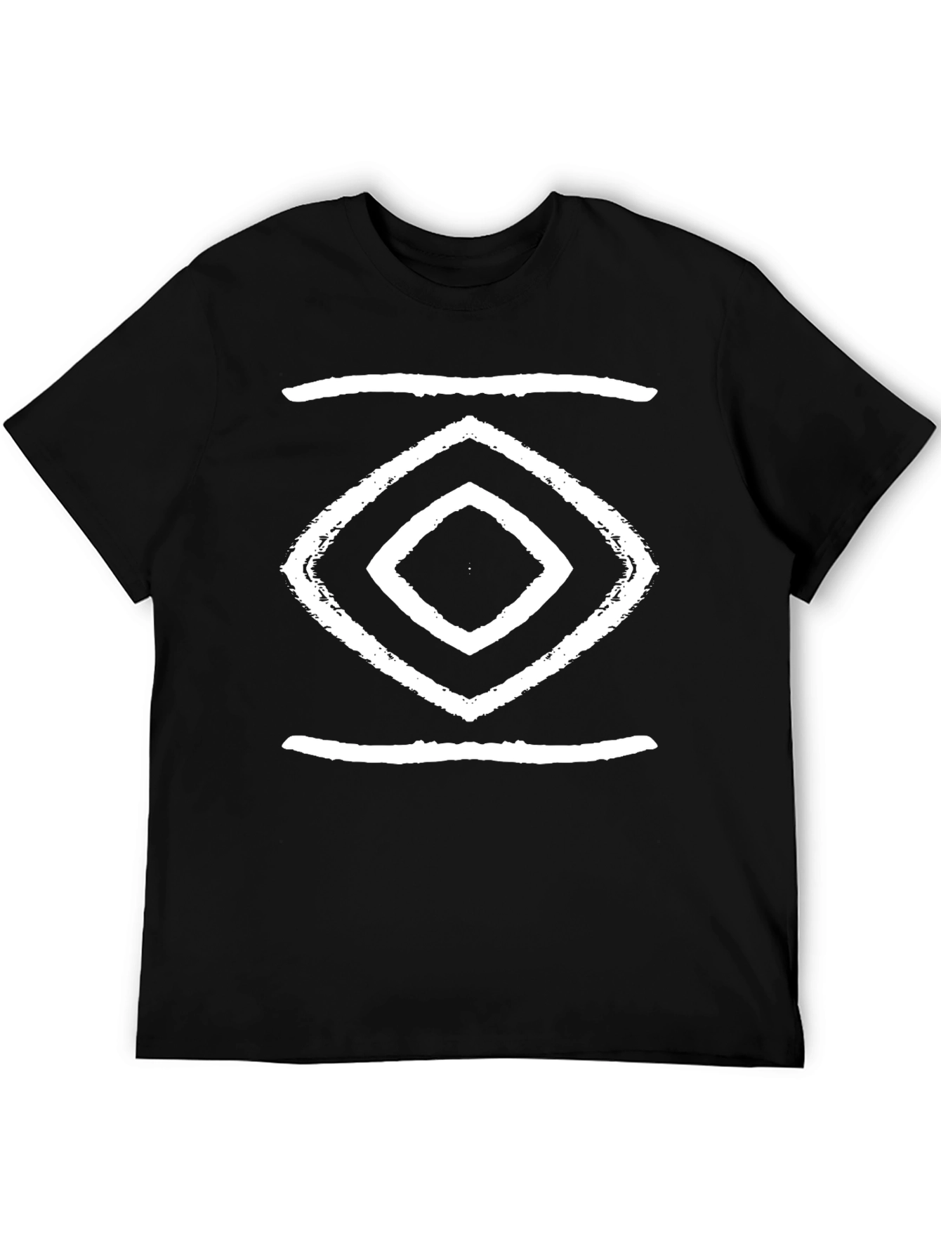 Geometric Diamond Design Black T-Shirt