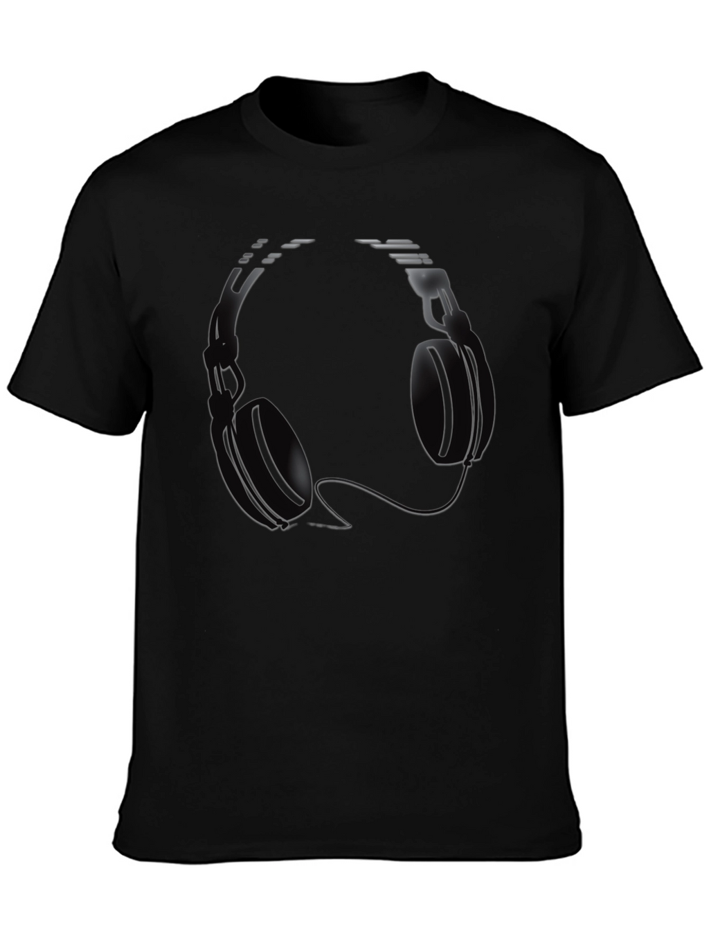 Cool Headphones Graphic Black T-Shirt