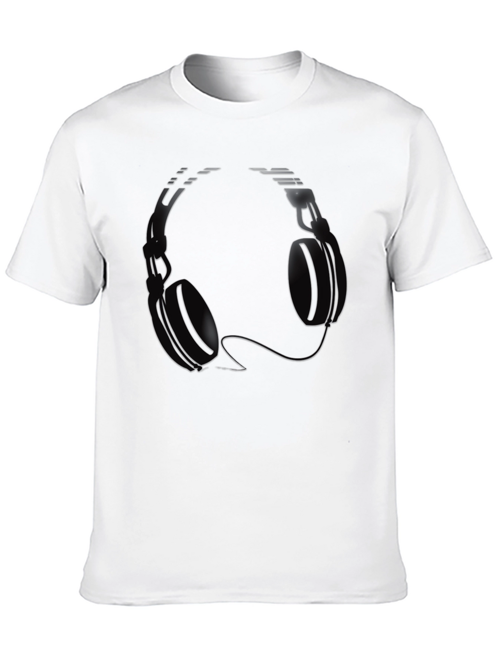 Cool Headphones Graphic Black T-Shirt