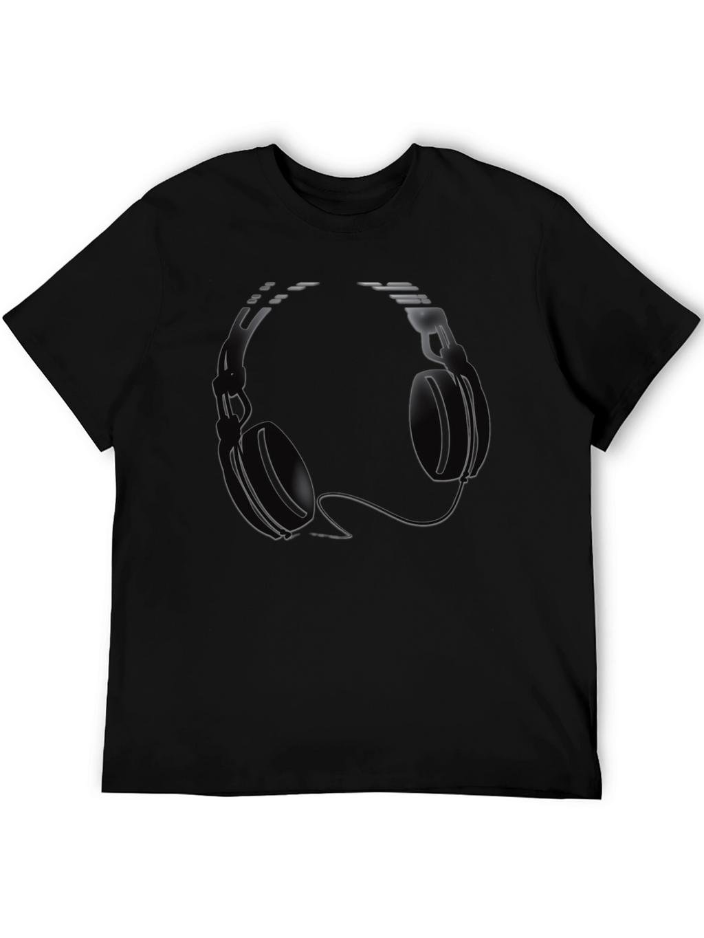 Cool Headphones Graphic Black T-Shirt