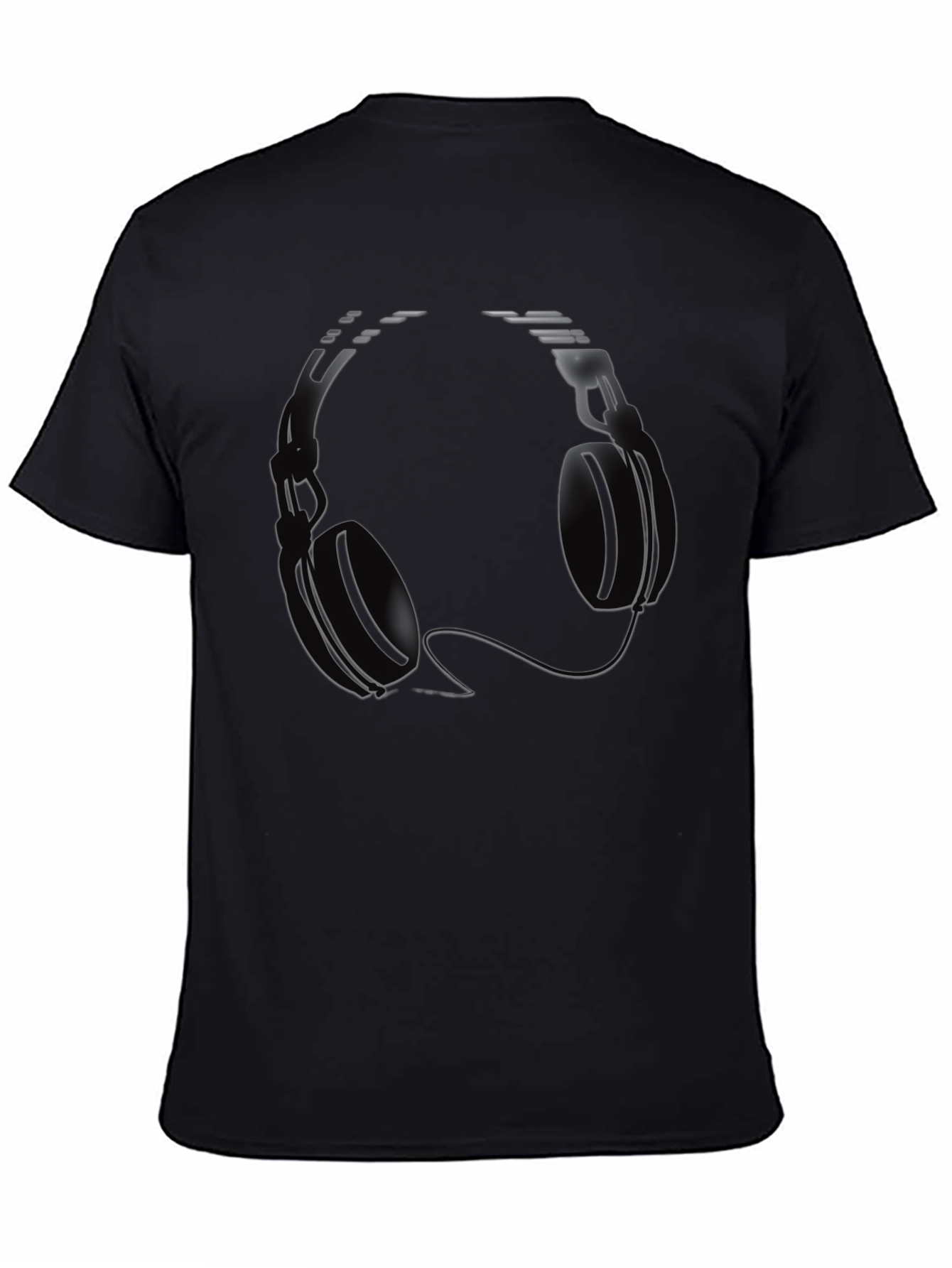 Cool Headphones Graphic Black T-Shirt