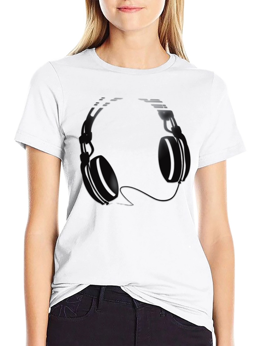 Cool Headphones Graphic Black T-Shirt