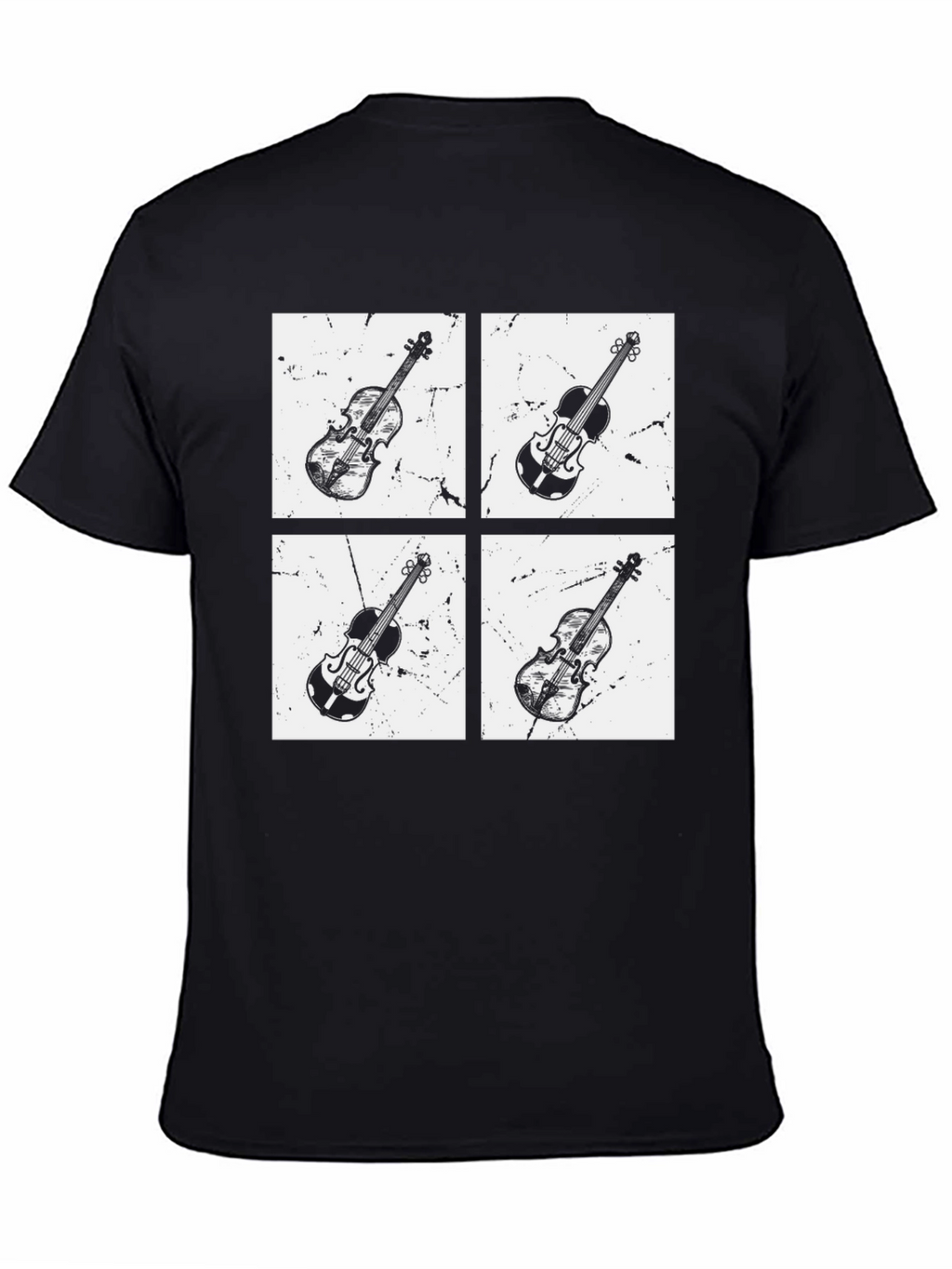 Violin Quartet Graphic Tee - Black Cotton T-Shirt