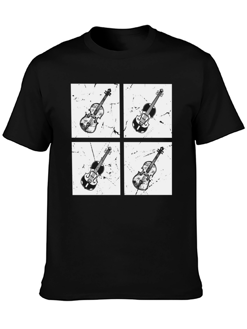 Violin Quartet Graphic Tee - Black Cotton T-Shirt