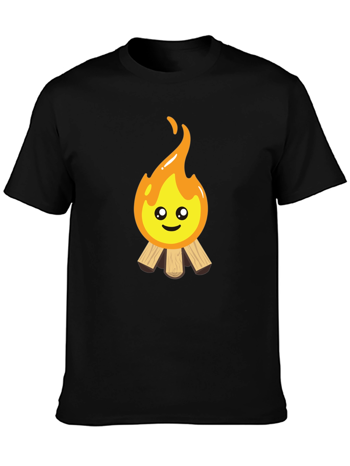 Cute Campfire Graphic Tee - Black Cotton Blend