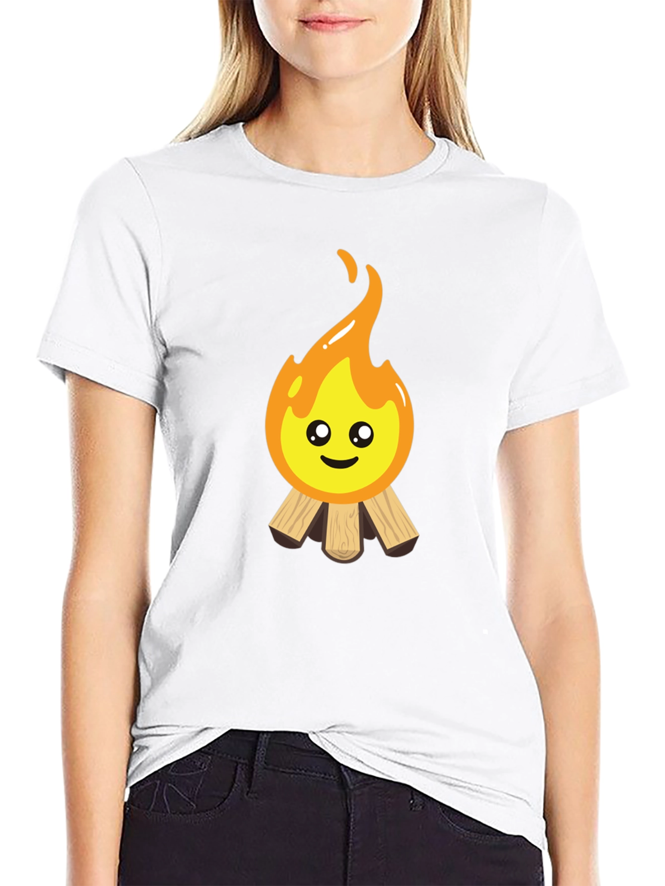 Cute Campfire Graphic Tee - Black Cotton Blend