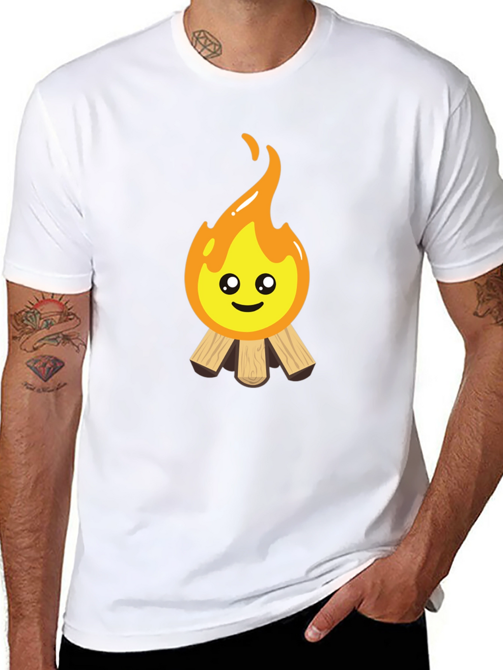 Cute Campfire Graphic Tee - Black Cotton Blend