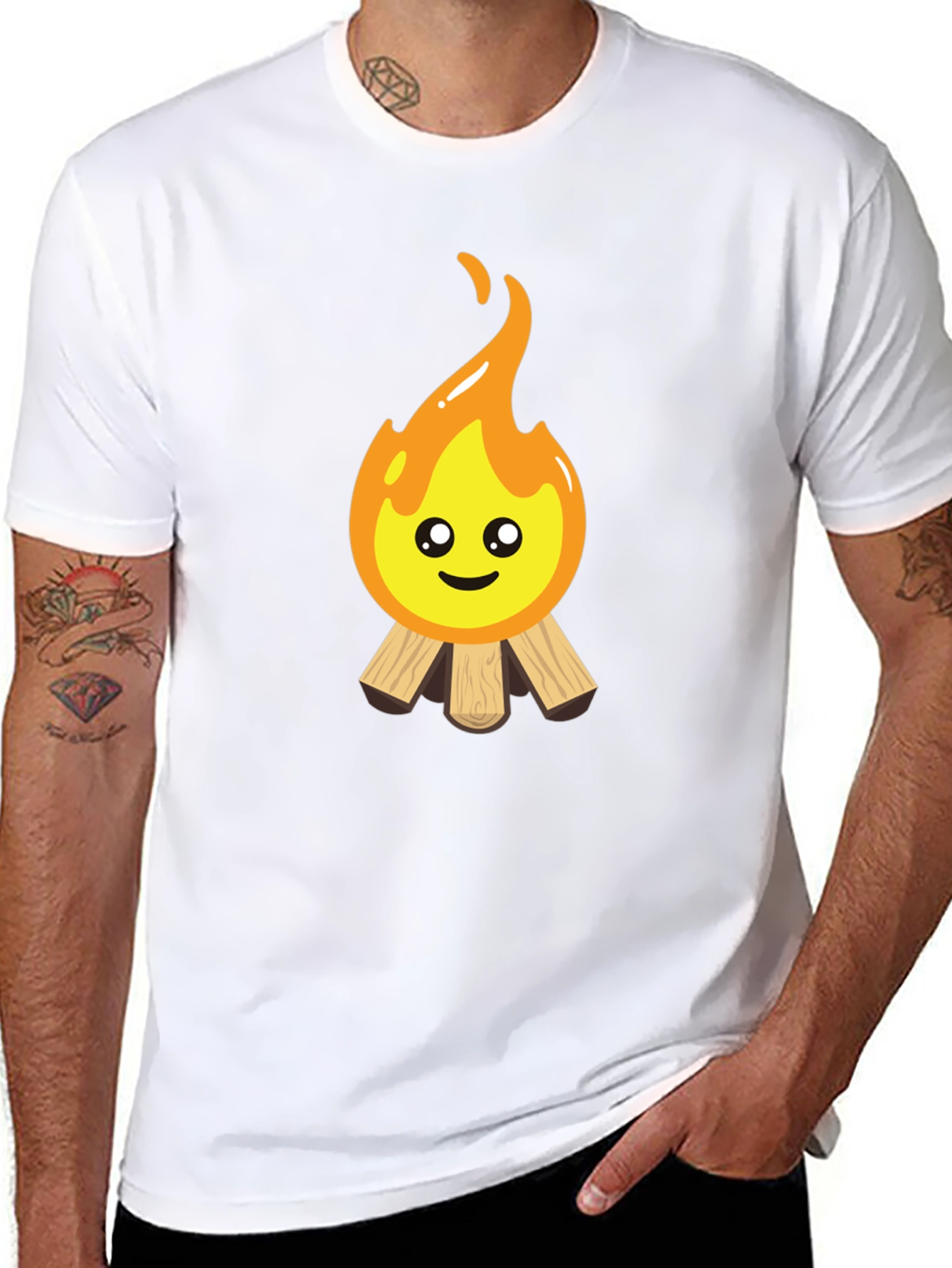 Cute Campfire Graphic Tee - Black Cotton Blend