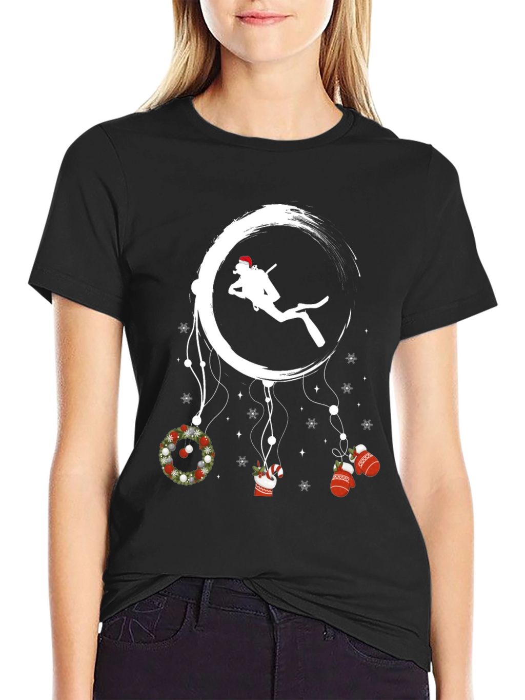 Scuba Diving Christmas Graphic T-Shirt