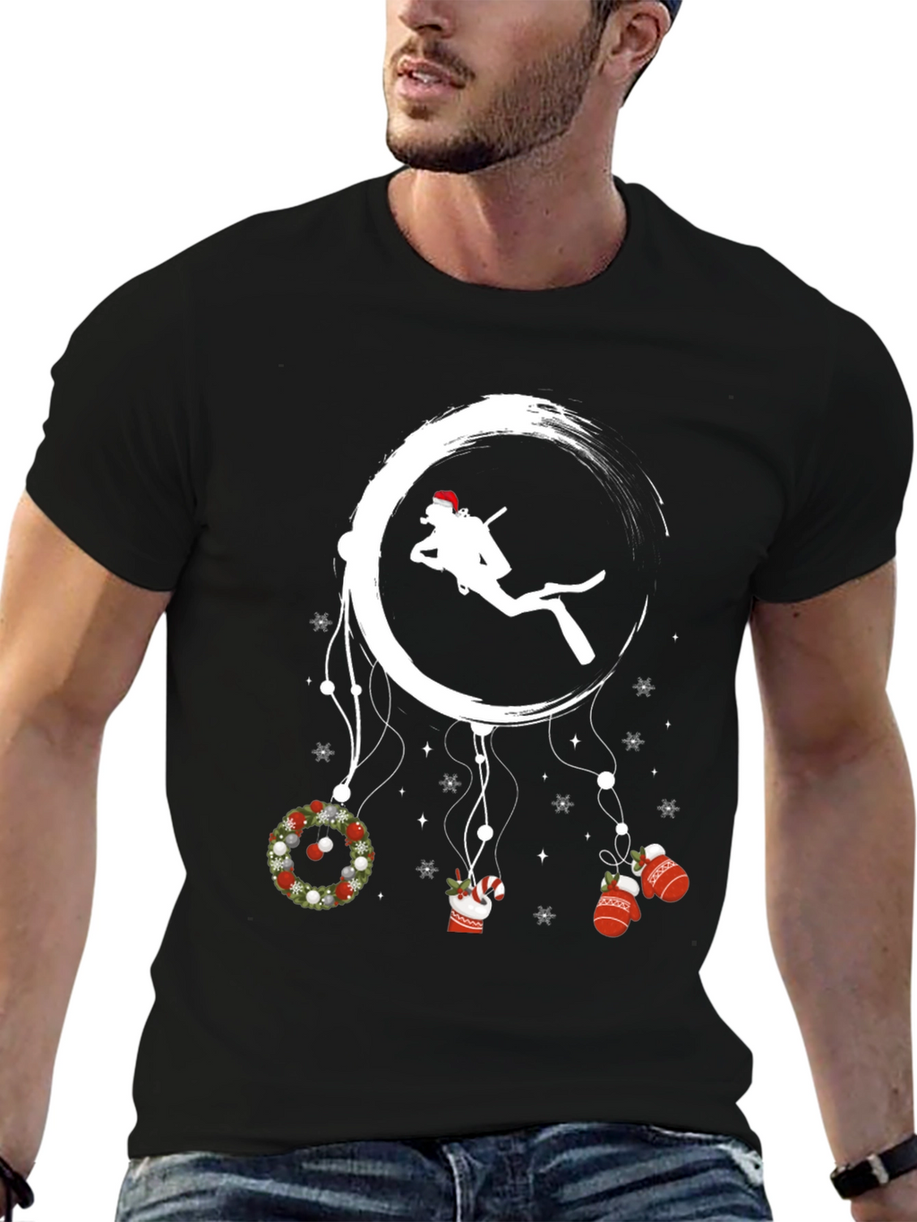 Scuba Diving Christmas Graphic T-Shirt