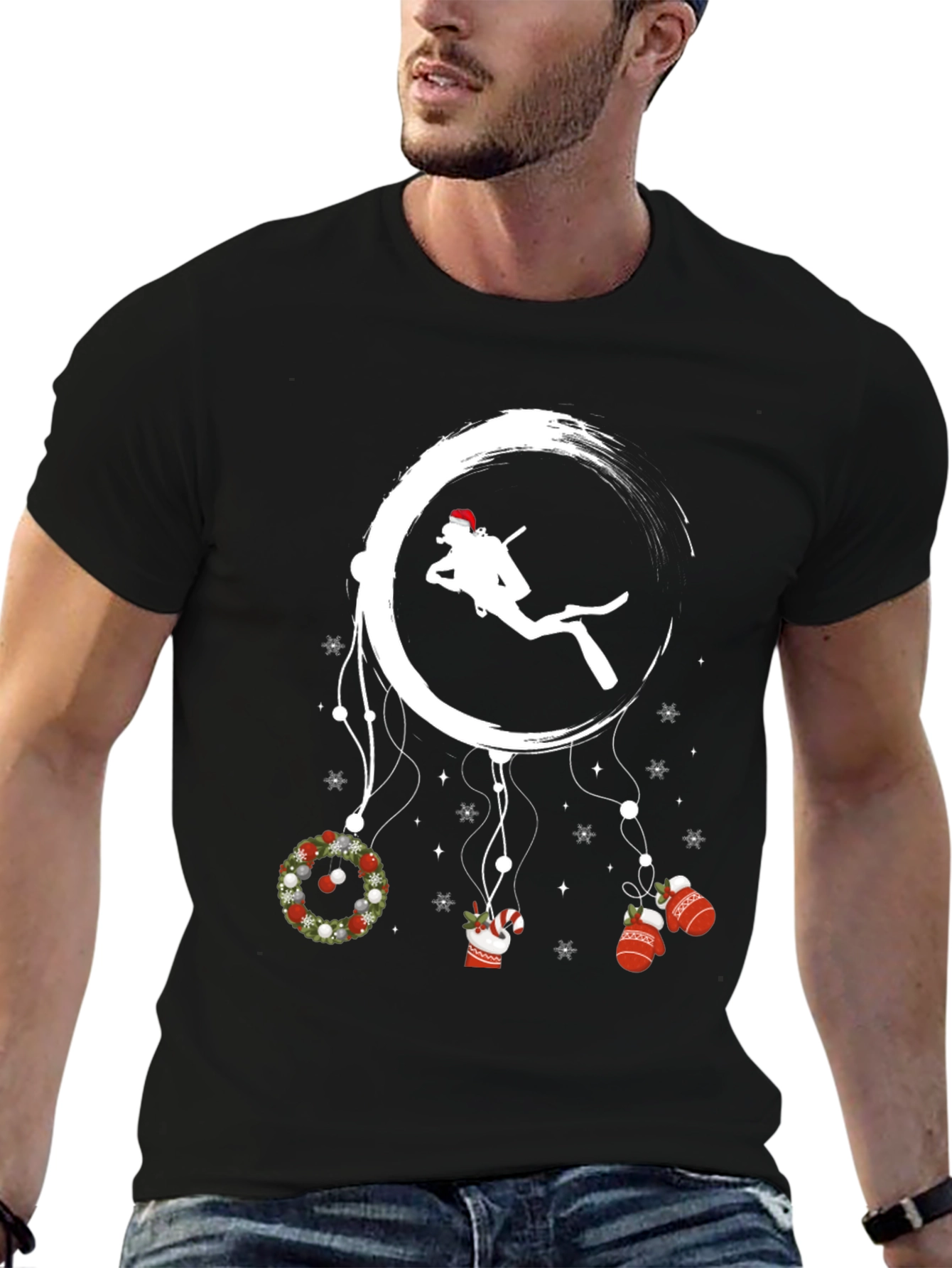 Scuba Diving Christmas Graphic T-Shirt
